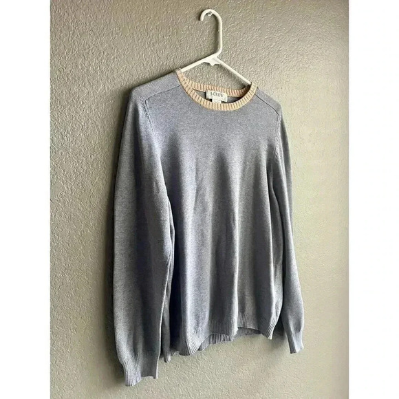 J. Crew Men's Pullover Sweater Cotton Size Large Crew Neck Gray - Picture 2 of 7